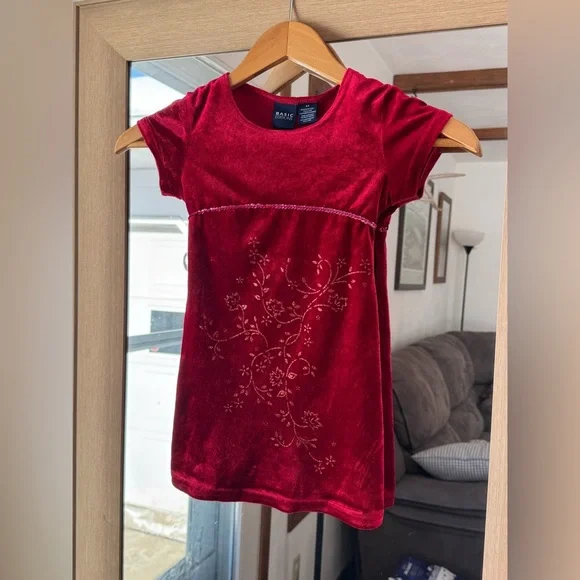 Basic Editions Y2K Red Velvet Valentines Dress 4-5T - Picture 1 of 7